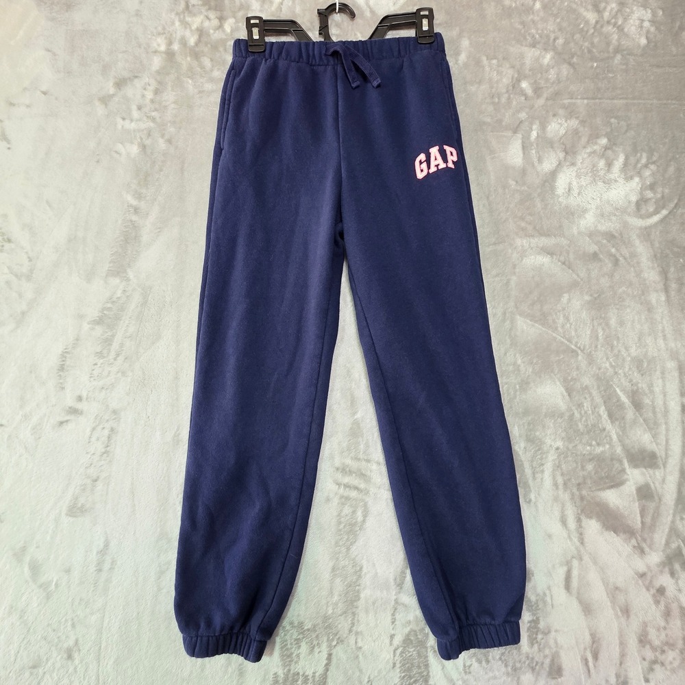 Gap Kids Navy Blue Pink Logo Fleece Jogger Sweatpants XXL 14-16